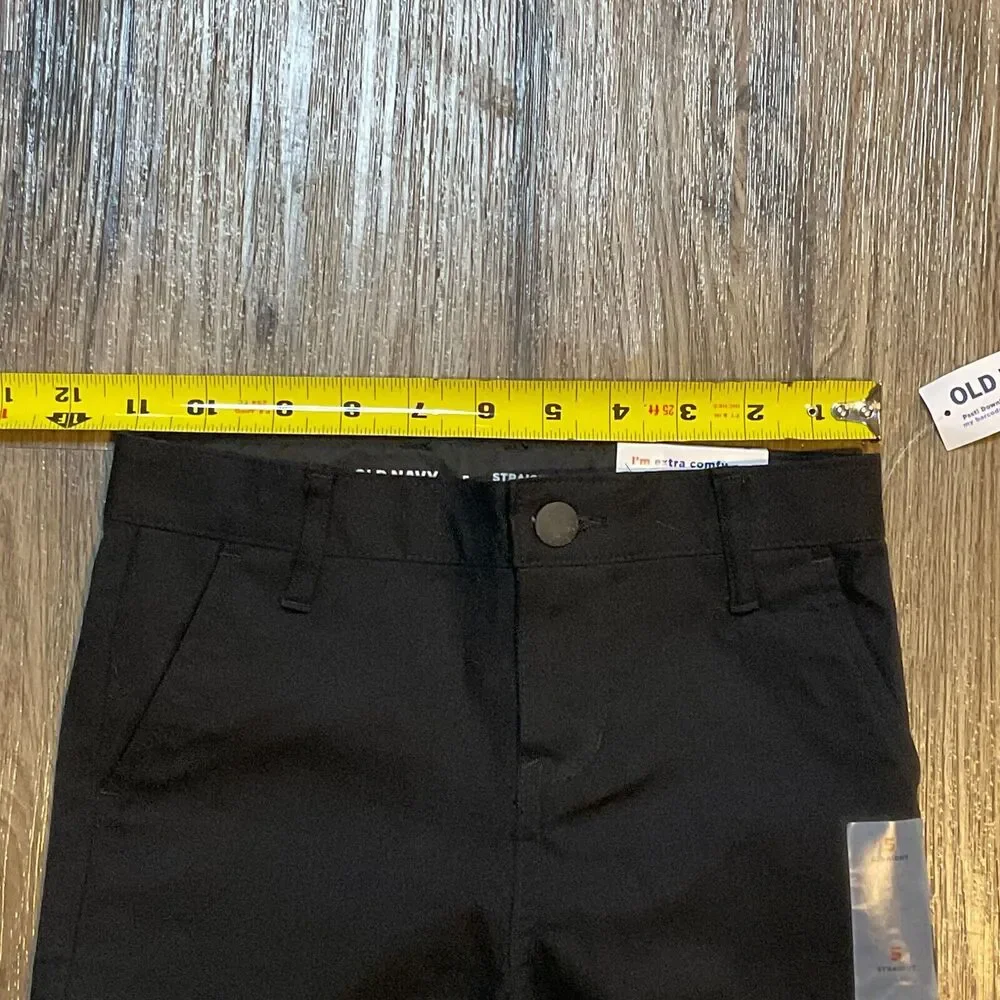 Old Navy Boys Pants Size 5 Straight Chino‎ Built-in-Flex Black Reinforced Knees